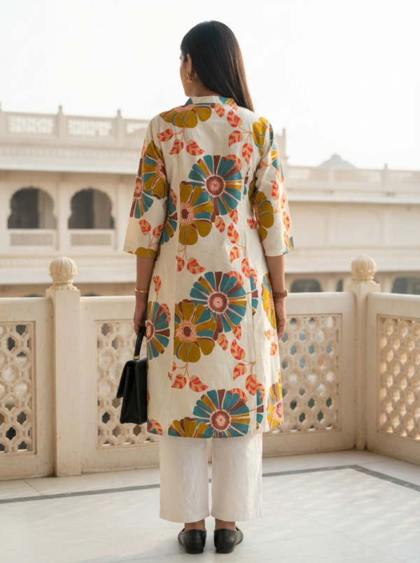 Floral kurta set back view elegant styling