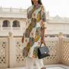 Cotton Kurta Set with Multicolor Floral Print