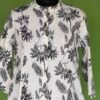 Off white cotton kurta set for women with black floral print front view