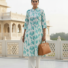 Floral printed cotton kurta set for women back view