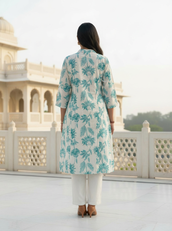 Office wear off white kurta set for women full look