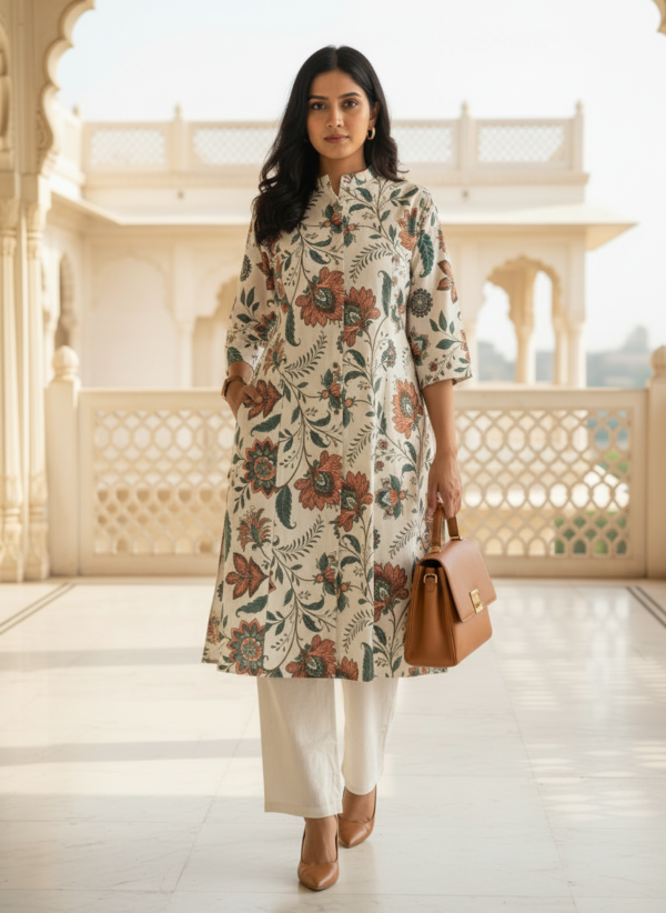 Elegant off white kurta set for women full look