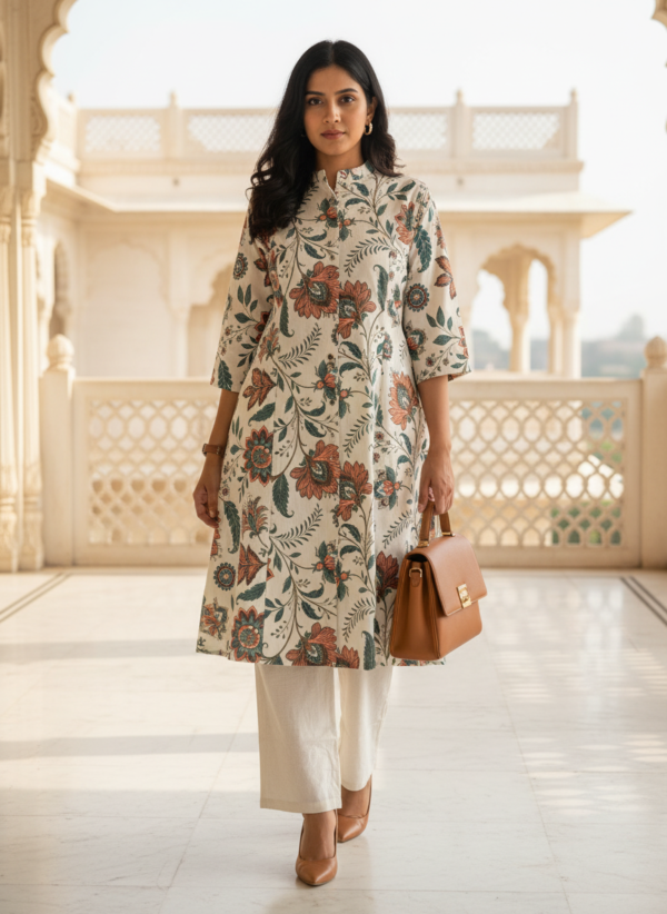 Multicolor floral kurta set detailed design