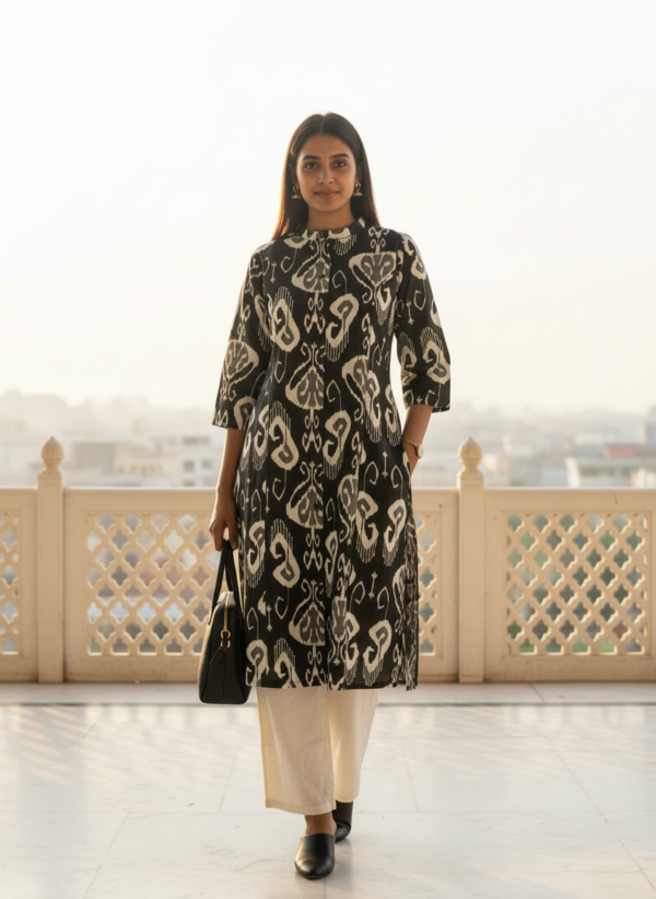 Office wear black kurta set for women full look