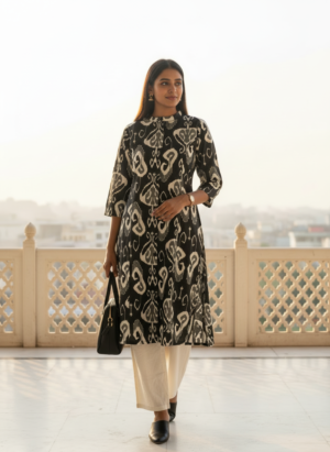 Black Cotton Kurta Set