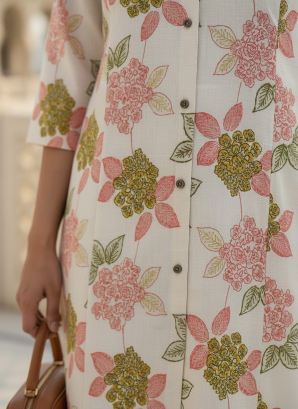 Off white kurta set for women with straight fit design