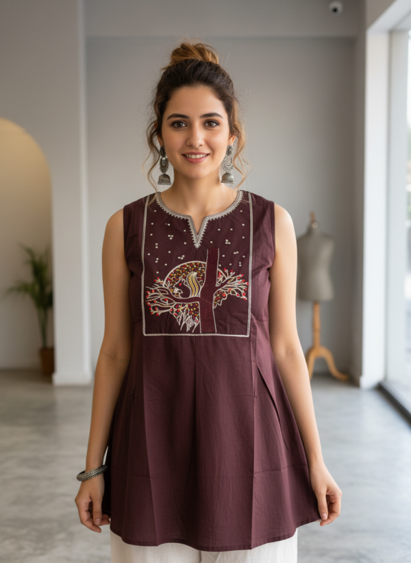 Sleeveless Cotton Short Kurti