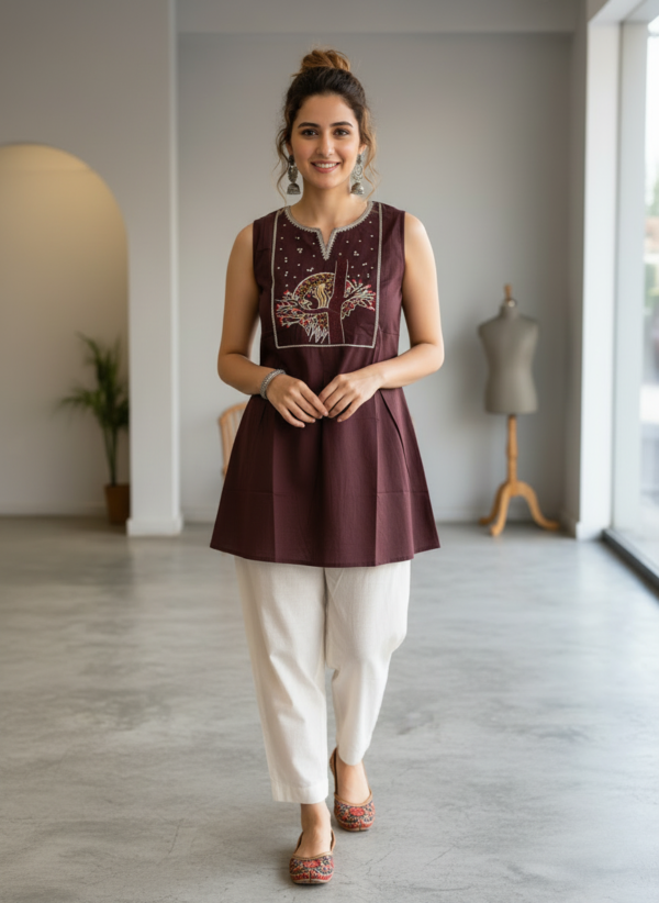 Embroidered kurti full outfit elegant look